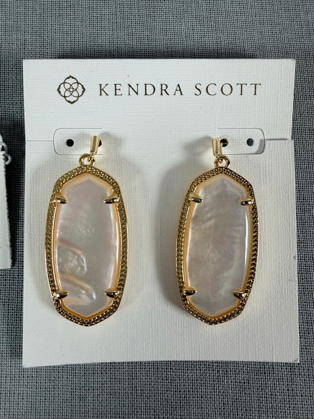 Kendra Scott Elle Gold Drop Earrings Ivory Mother of Pearl New With Tags